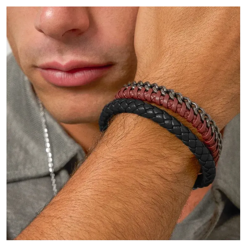 Pulseira Homem Nature Couro Preto | Radiant