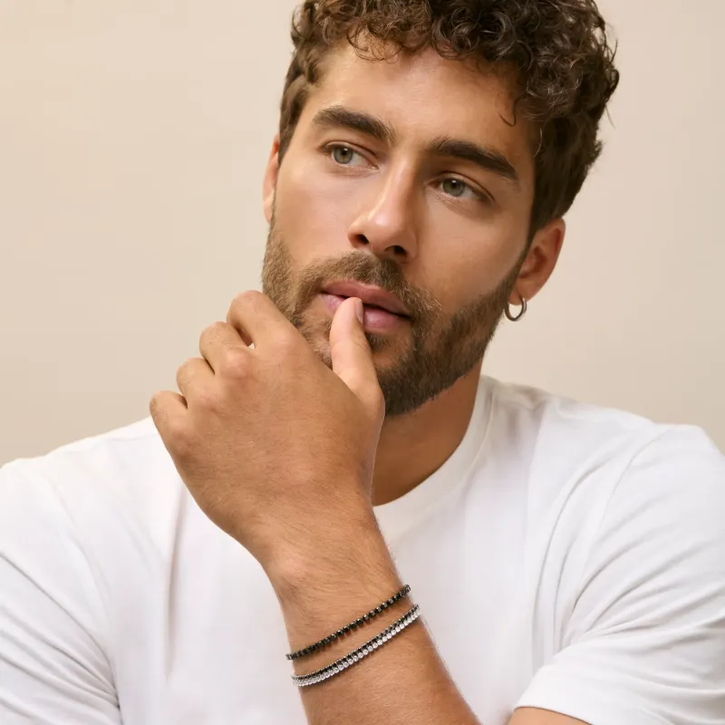 Pulseira de Homem Code Prateada com Cristais | Radiant