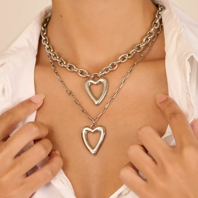 Colar de mulher Hearts prateado | Radiant