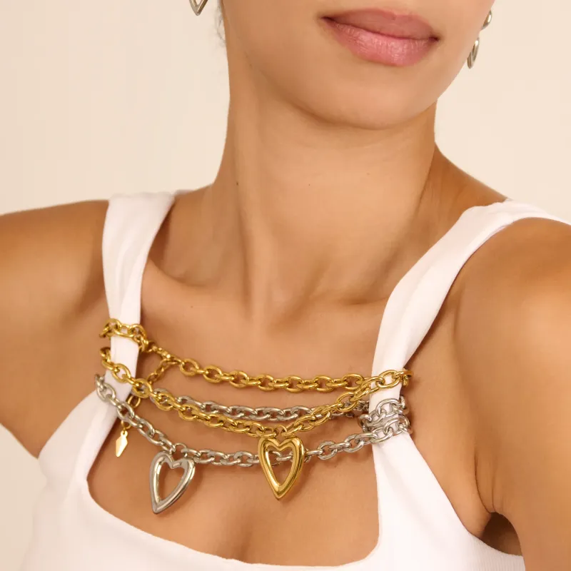 Colar de mulher Hearts prateado | Radiant