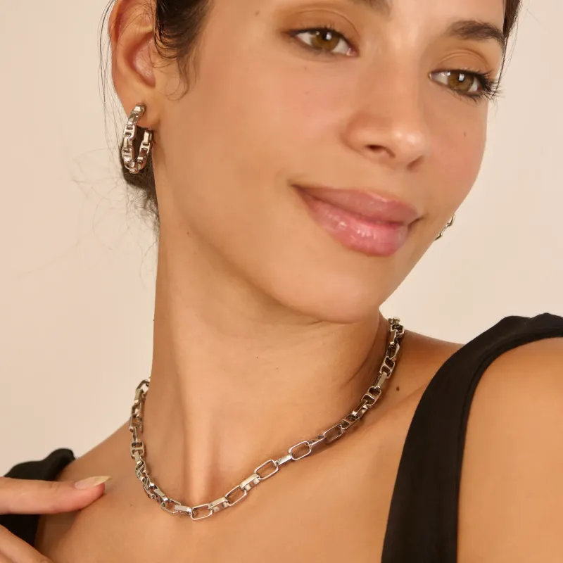 Argolas de mulher Chains Cindy prateadas | Radiant