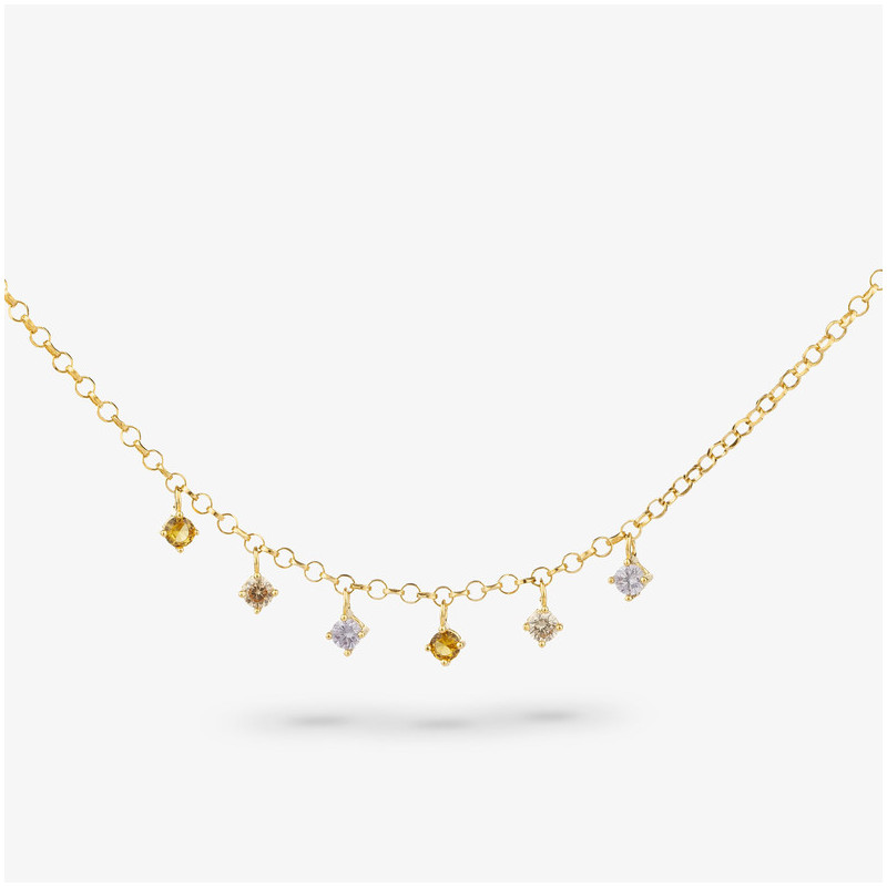 Colar Dourado FANTASY. Prata de lei, ouro 24 quilates e zircónias .