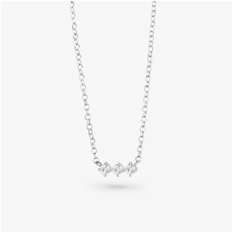 Colar Prateado Zircónias Brancas FANTASY. Prata de lei e zircónias .