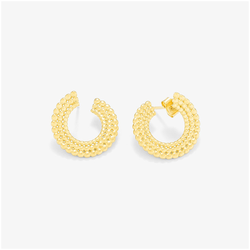 Brincos Texturados DOTS. Prata de lei, banho de ouro 24 quilates.