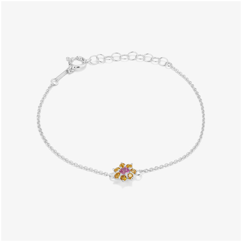 Pulseira Prateada Pedra Rosa ROSETONES Radiant Mulher Prata de lei