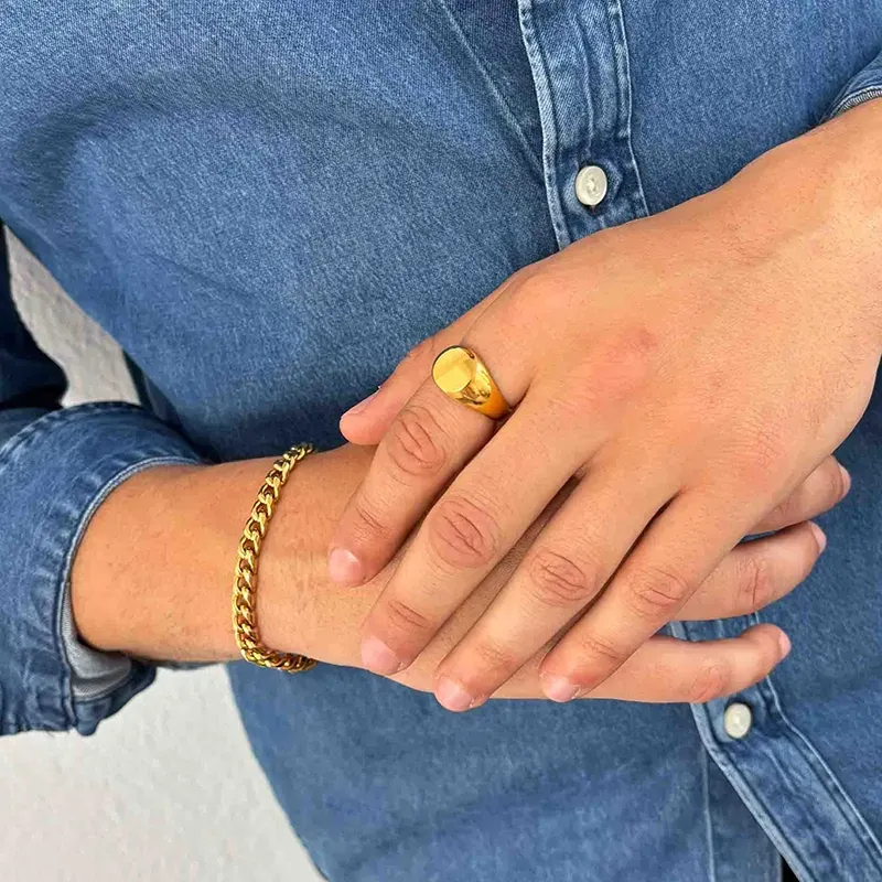 Anel Homem Ruiz Selo Dourado 24