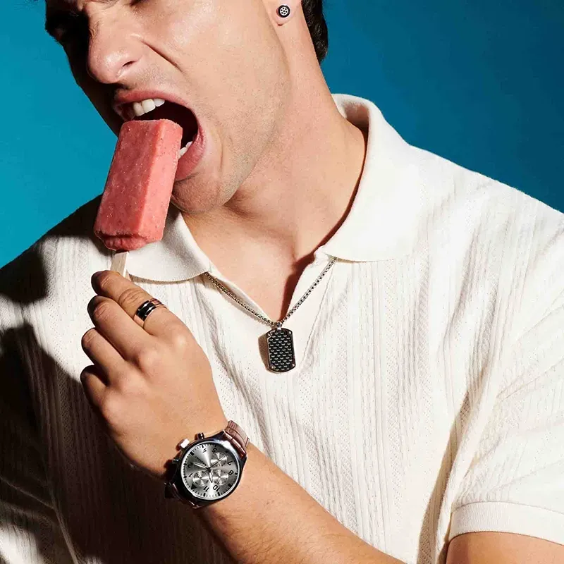 Anel Homem Nogueiras Stack Prateado 26