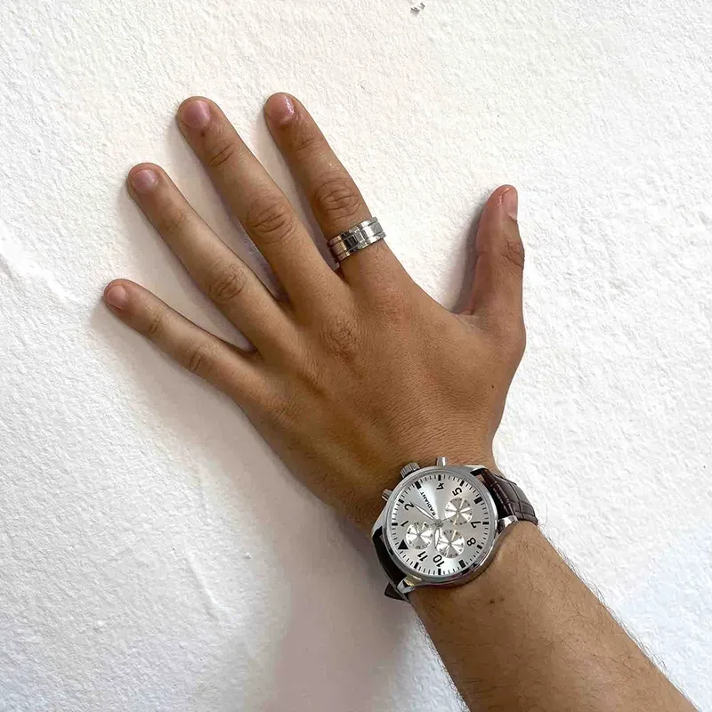 Anel Homem Nogueiras Stack Prateado 26