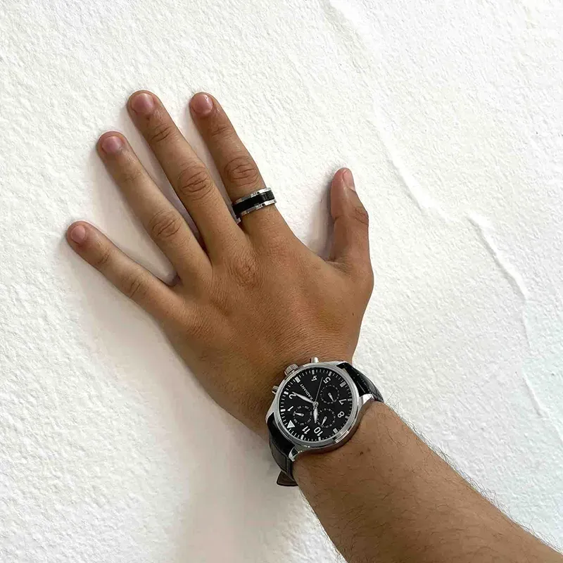 Anel Homem Nogueiras Stack Preto 26