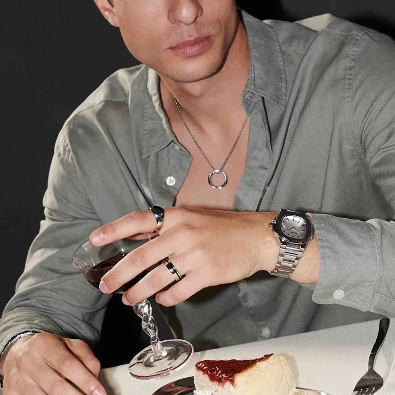 Anel Homem Nogueiras Mid Prateado 26