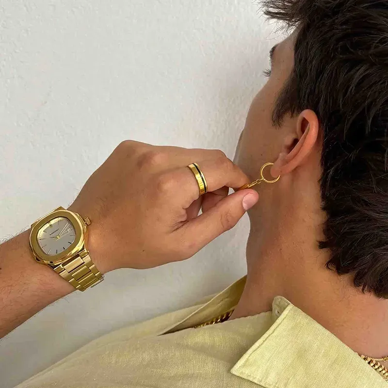 Anel Homem Nogueiras Mid Dourado 26