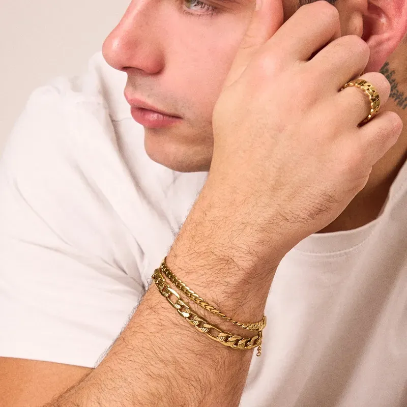 Anel Homem Cadeado Padlock Dourado | Radiant