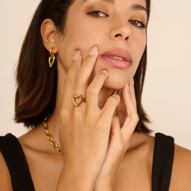 Anel de mulher Hearts dourado | Radiant