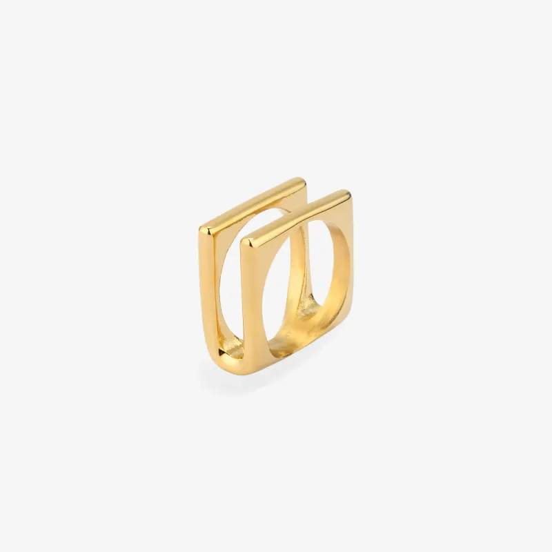 Anel de mulher Chain Halle Duo dourado | Radiant