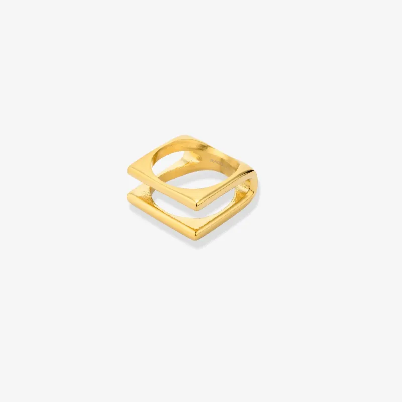 Anel de mulher Chain Halle Duo dourado | Radiant