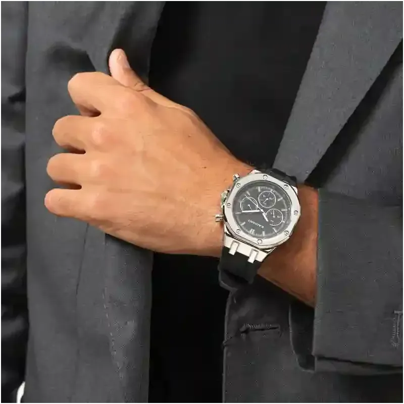 Relógio Homem Jack Preto/Pulseira de Silicone