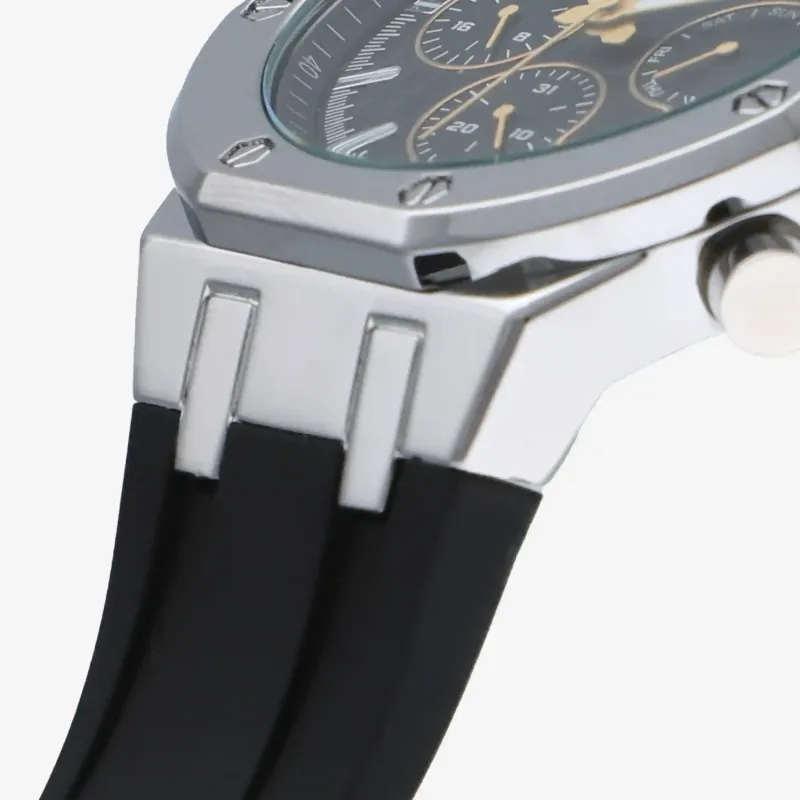 Relógio Homem Jack Ponteiros Dourados/Silicone