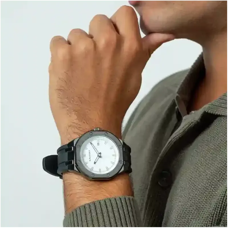 Relógio Homem Leonardo Branco/Preto Silicone