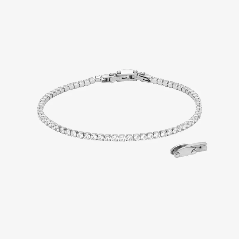 Pulseira de Homem Code Prateada com Cristais | Radiant