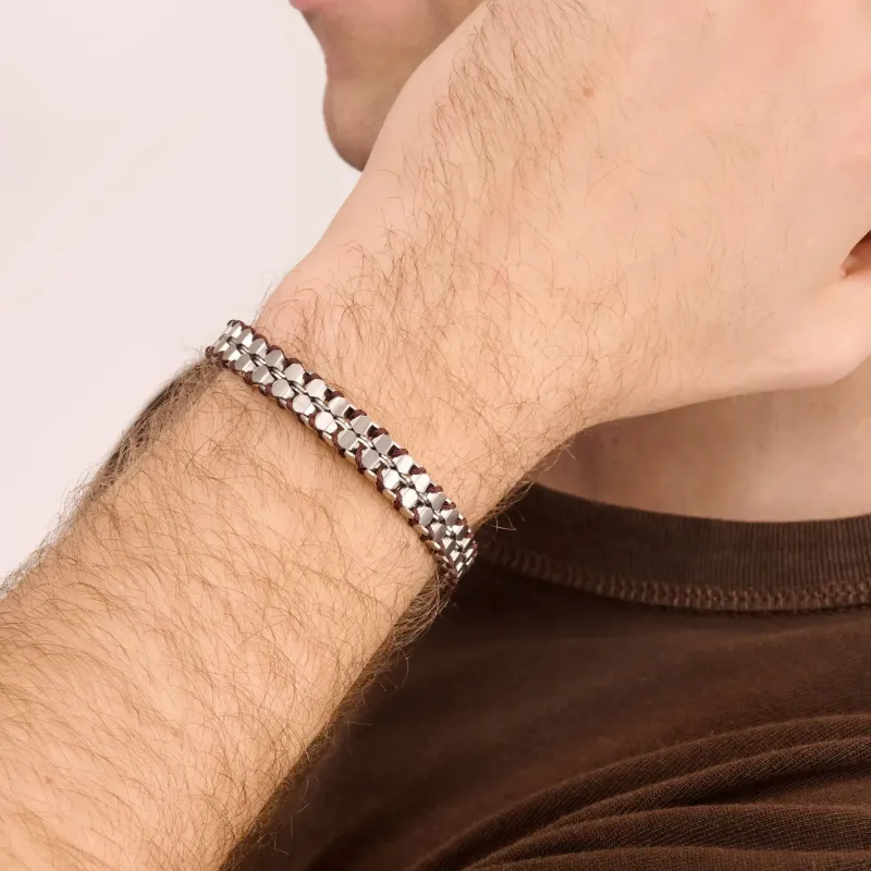 Pulseira de Homem Shadow Link Castanha | Radiant