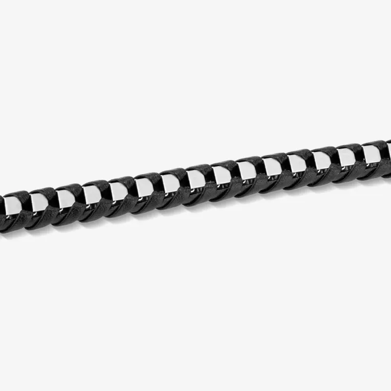 Pulseira de Homem Shadow Link Couro Negro | Radiant