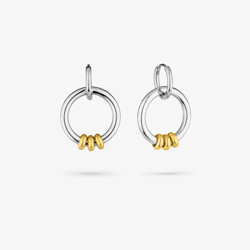 Brincos Bicolor Compridos de Mulher com Aro Duplo | Radiant