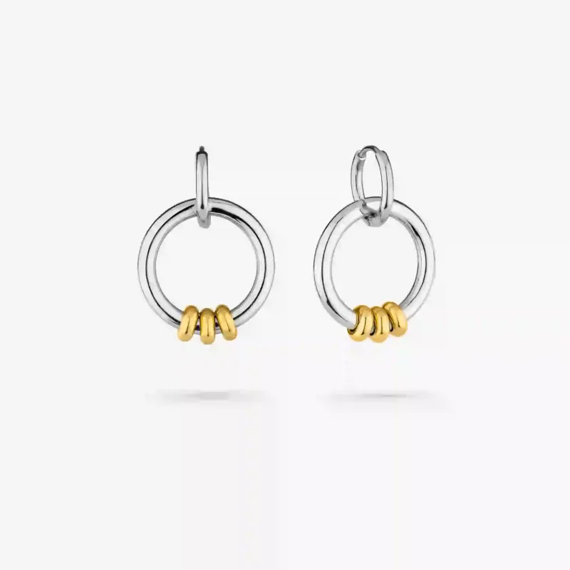 Brincos Bicolor Compridos de Mulher com Aro Duplo | Radiant