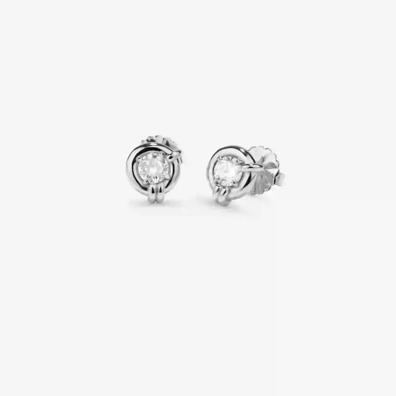 Brincos Prateados de Mulher com Cristal Redondo | Radiant