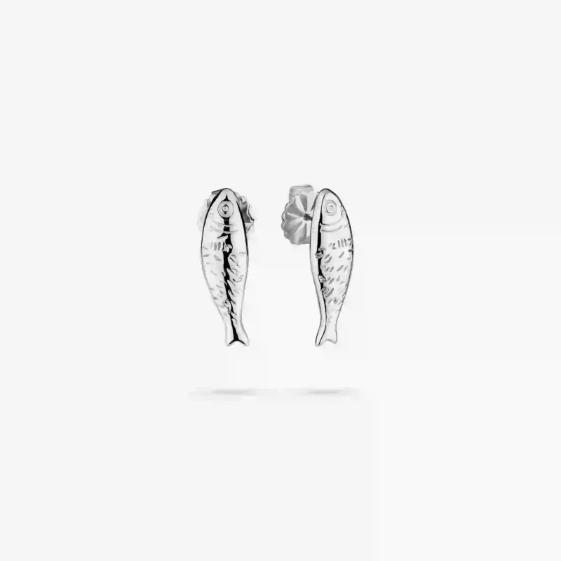 Brincos Prateados de Mulher Peixe Marinho Sea | Radiant