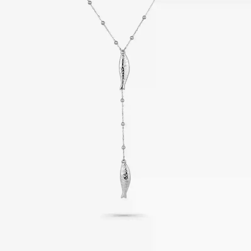 Colar Prateado de Mulher Peixe Vertical Sea | Radiant