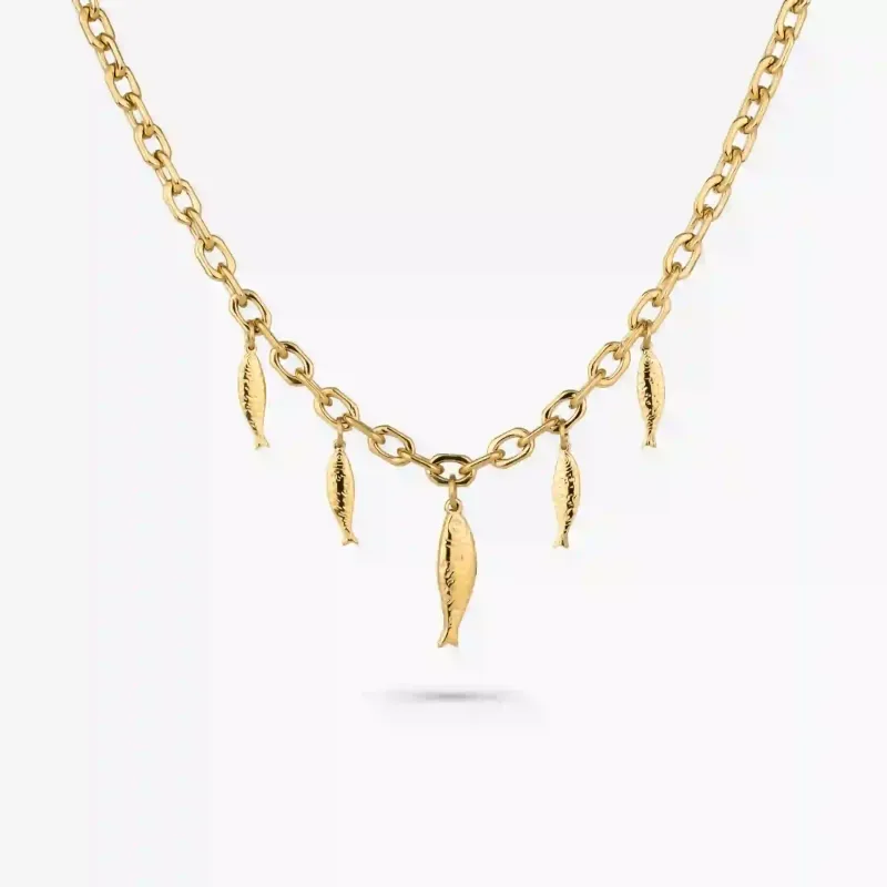 Colar Comprido Dourado de Mulher com Peixes Sea | Radiant