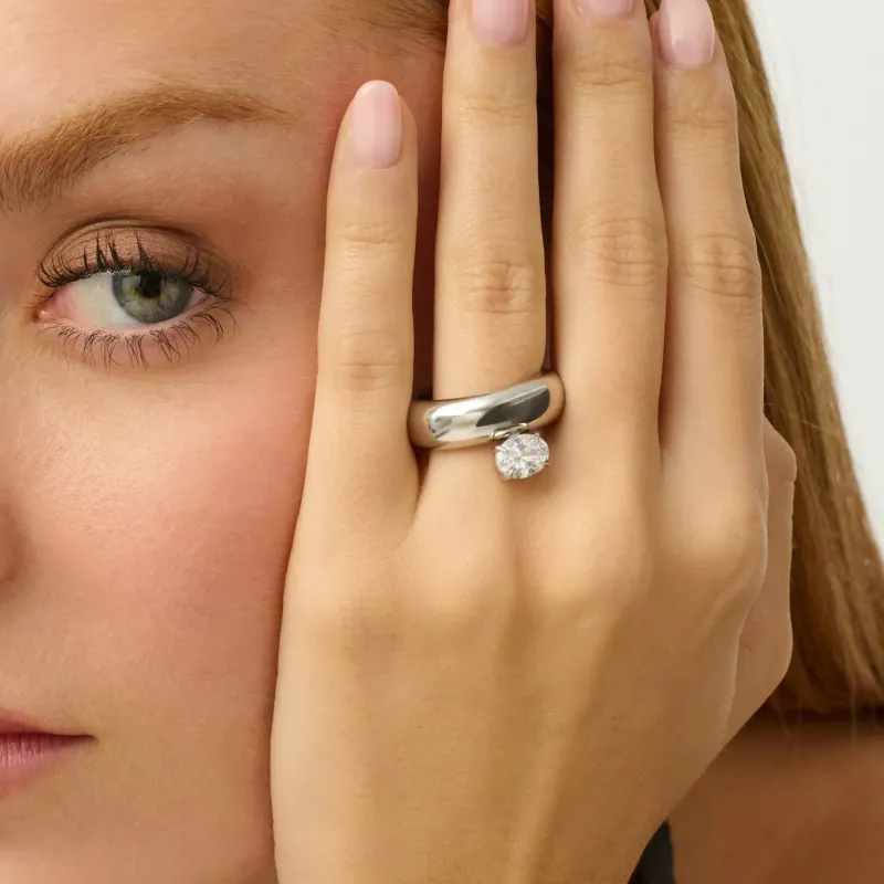 Anel Prateado de Mulher com Cristal Frost | Radiant