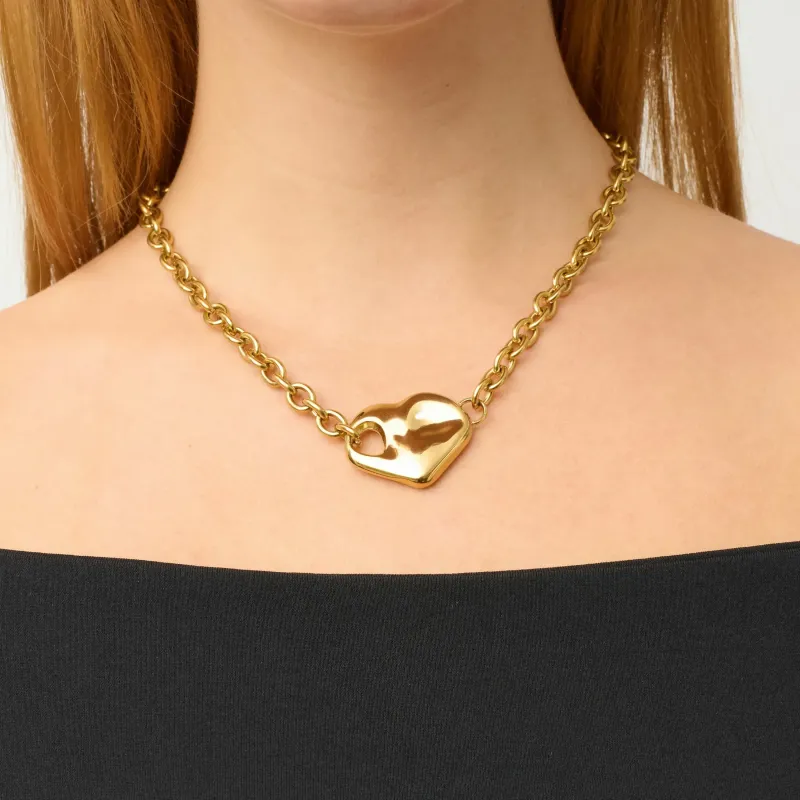 Colar Dourado de Mulher Coração Center | Radiant