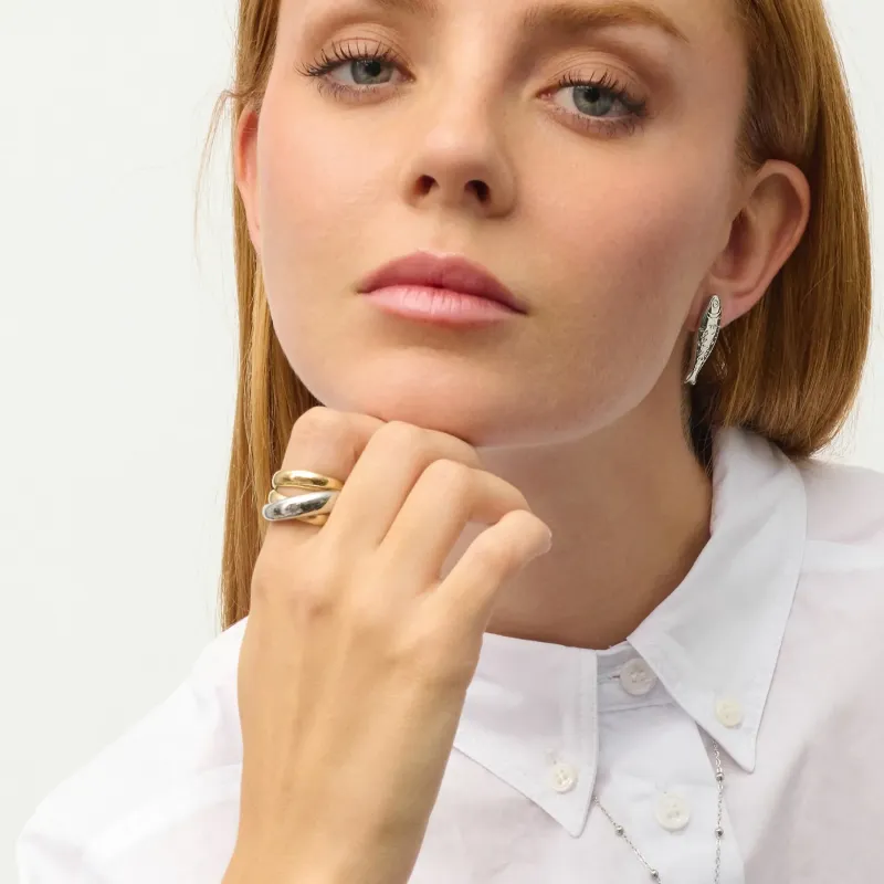 Brincos Prateados de Mulher Peixe Marinho Sea | Radiant