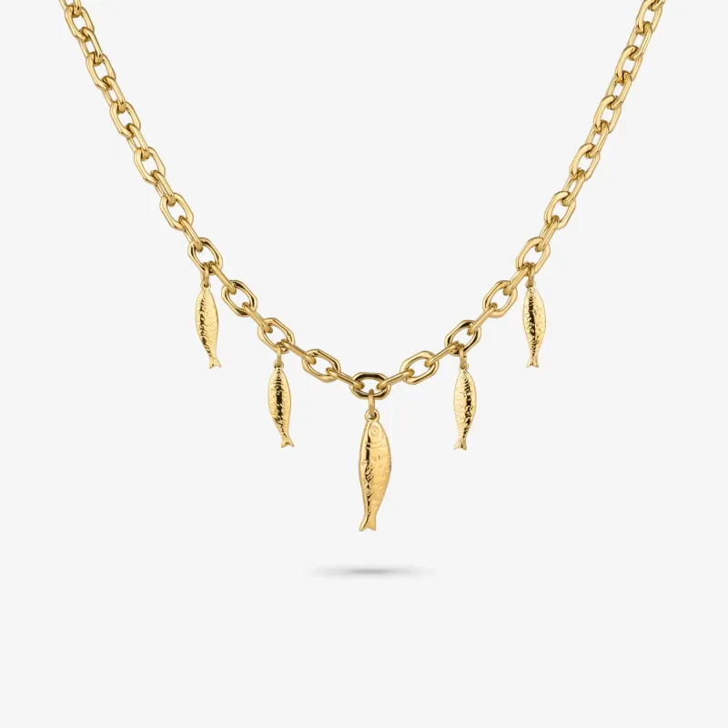 Colar Comprido Dourado de Mulher com Peixes Sea | Radiant