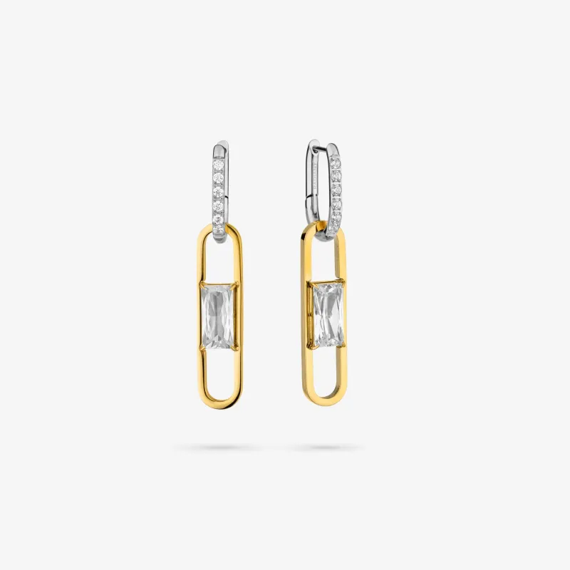 Brincos Bicolor de Mulher com Elo Duplo Iced | Radiant