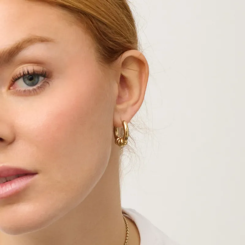 Argolas Douradas com Mini Aros Móveis | Radiant