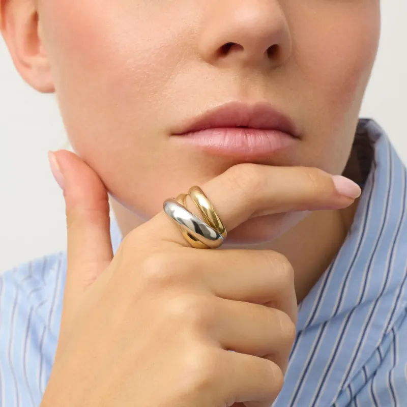 Anel Bicolor Triplo de Mulher em Aço Inoxidável | Radiant