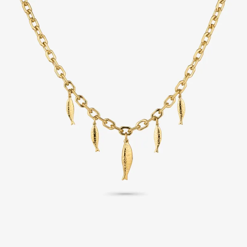 Colar Comprido Dourado de Mulher com Peixes Sea | Radiant