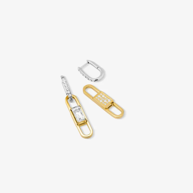 Brincos Bicolor de Mulher com Elo Duplo Iced | Radiant