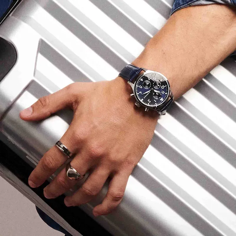 Radiant Caiman Relógio de Homem com Bracelete de Couro Azul