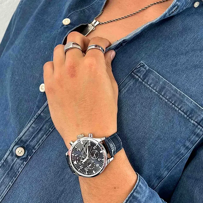 Radiant Caiman Relógio de Homem com Bracelete de Couro Azul