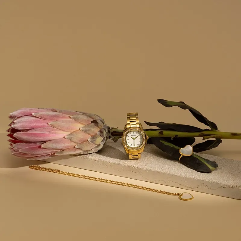 Radiant Scape Relógio de Mulher Dourado Bracelete Aço