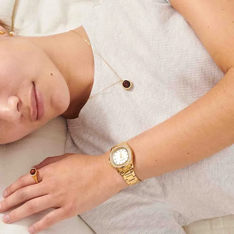 Radiant Scape Relógio de Mulher Dourado Bracelete Aço