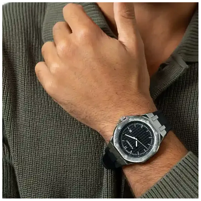 Relógio Homem Leonardo Preto/Pulseira de Silicone