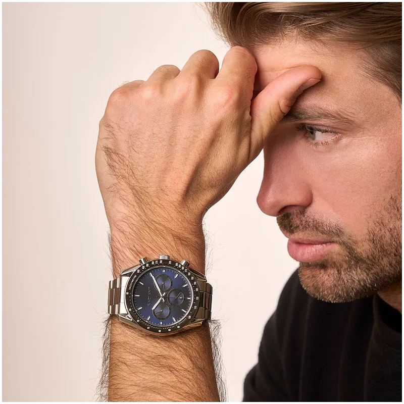 Relógio Homem Marlon Azul Prateado