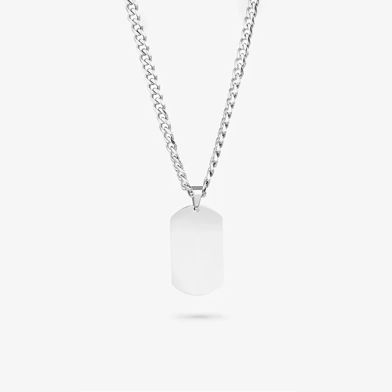 Colar Placa Lisa Prateada PLATE Homem RADIANT Joias