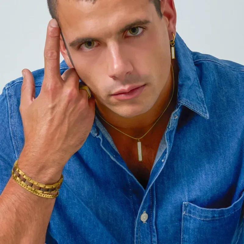 Pulseira Homem Nature Dourado/Wood Multi | Radiant