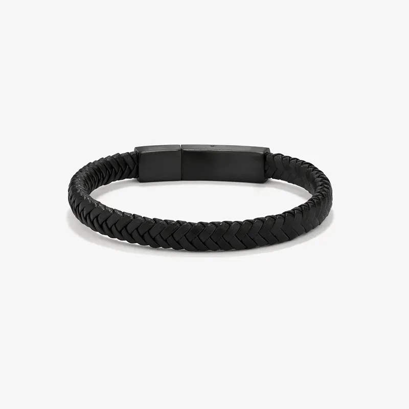 Pulseira Homem Espiga Preto | Design Moderno e Atemporal