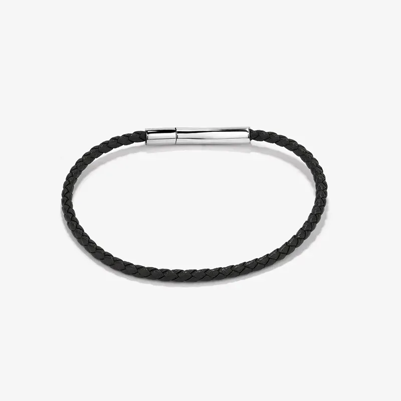  Pulseira Homem Espiga Thin Preto | Estilo Minimalista e Moderno